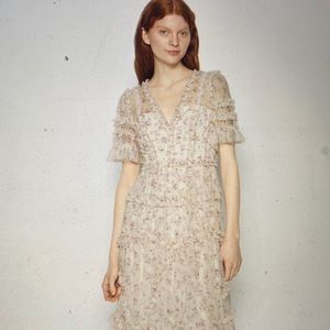 Needle & Thread Bijou Rose Ruffle Ballerina dress … Midi 14